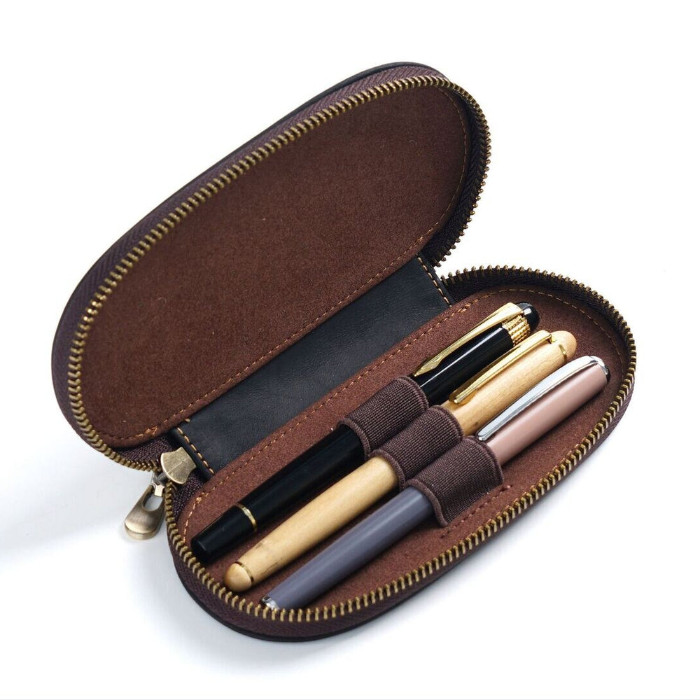 Crazy Horse Leather Three-Pen Box