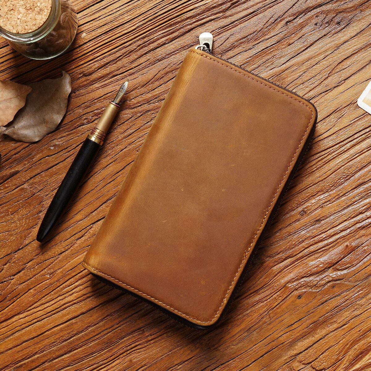 Crazy Horse Leather Zip Pen Case - detail 1