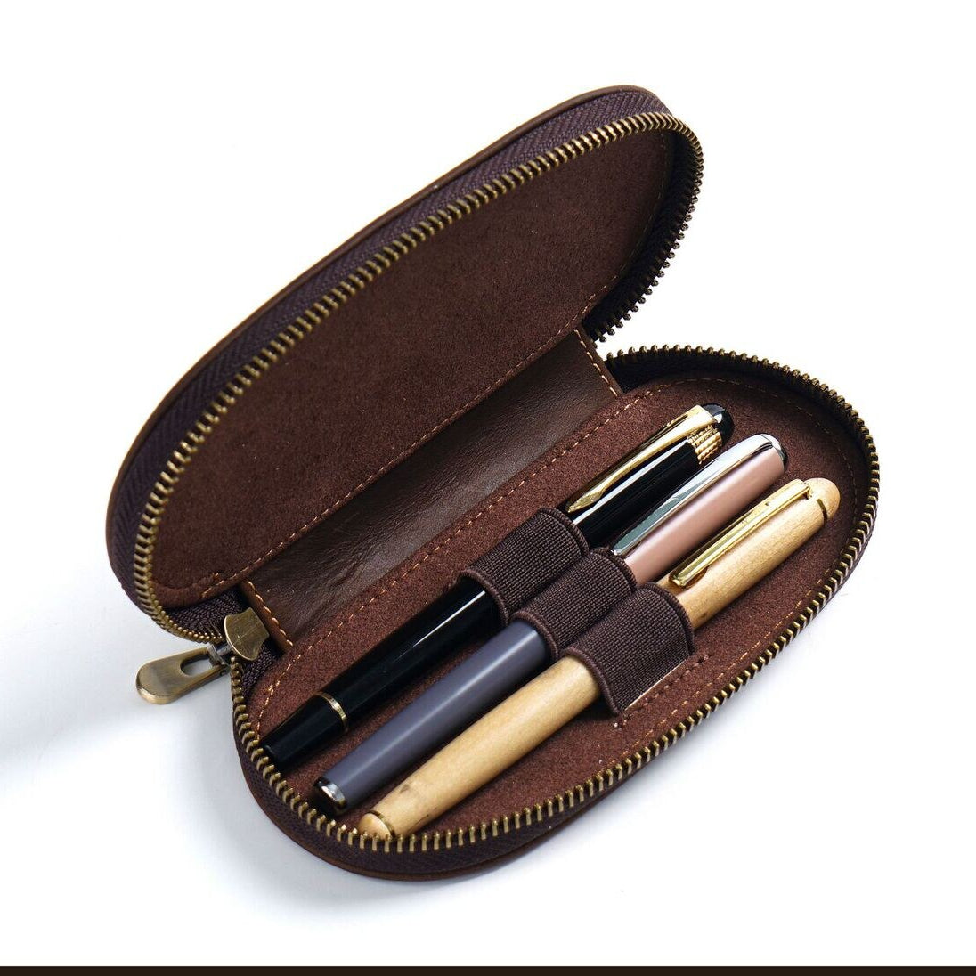 Crazy Horse Leather Three-Pen Box - detail 2