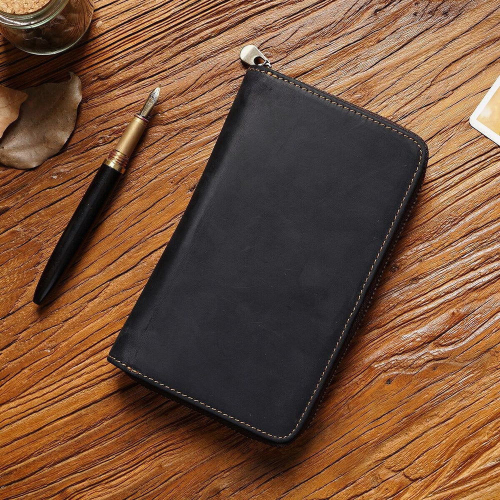 Crazy Horse Leather Zip Pen Case - detail 2