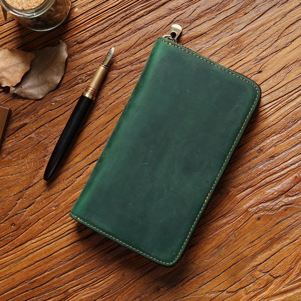 Crazy Horse Leather Zip Pen Case - detail 3