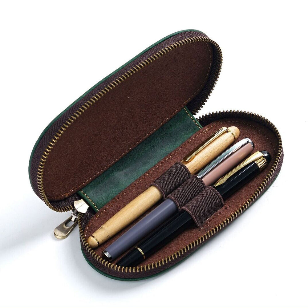 Crazy Horse Leather Three-Pen Box - detail 3