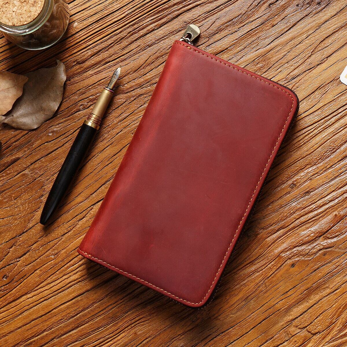 Crazy Horse Leather Zip Pen Case - detail 5