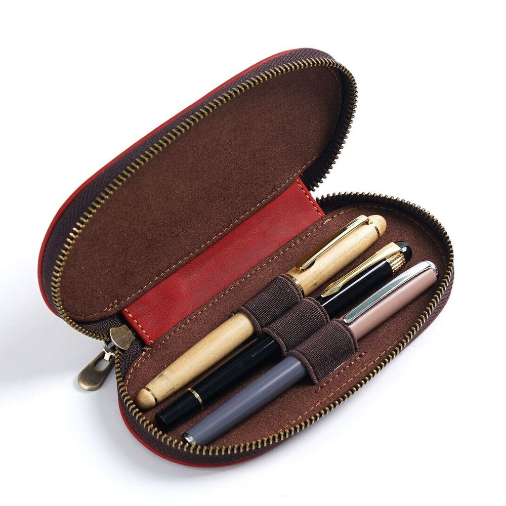 Crazy Horse Leather Three-Pen Box - detail 5
