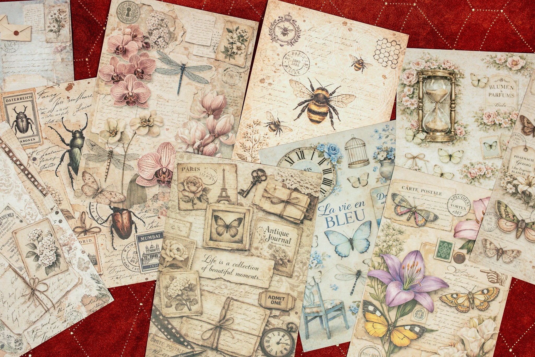 Vintage Spring Collage Paper Set