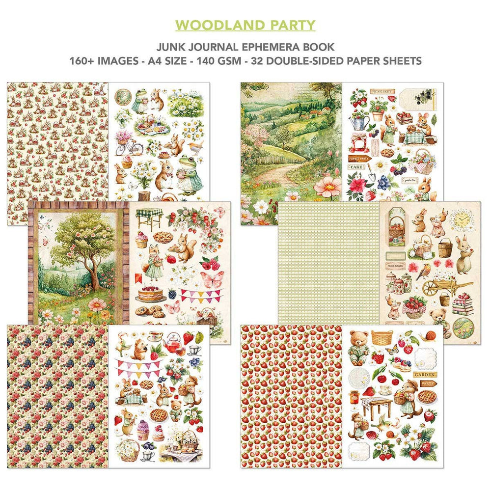 Woodland Party ephemera book - patterned and cut-out sheets