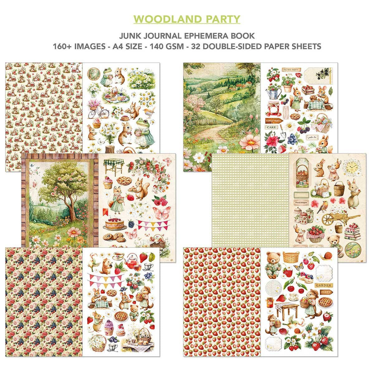 Woodland Party ephemera book - patterned and cut-out sheets