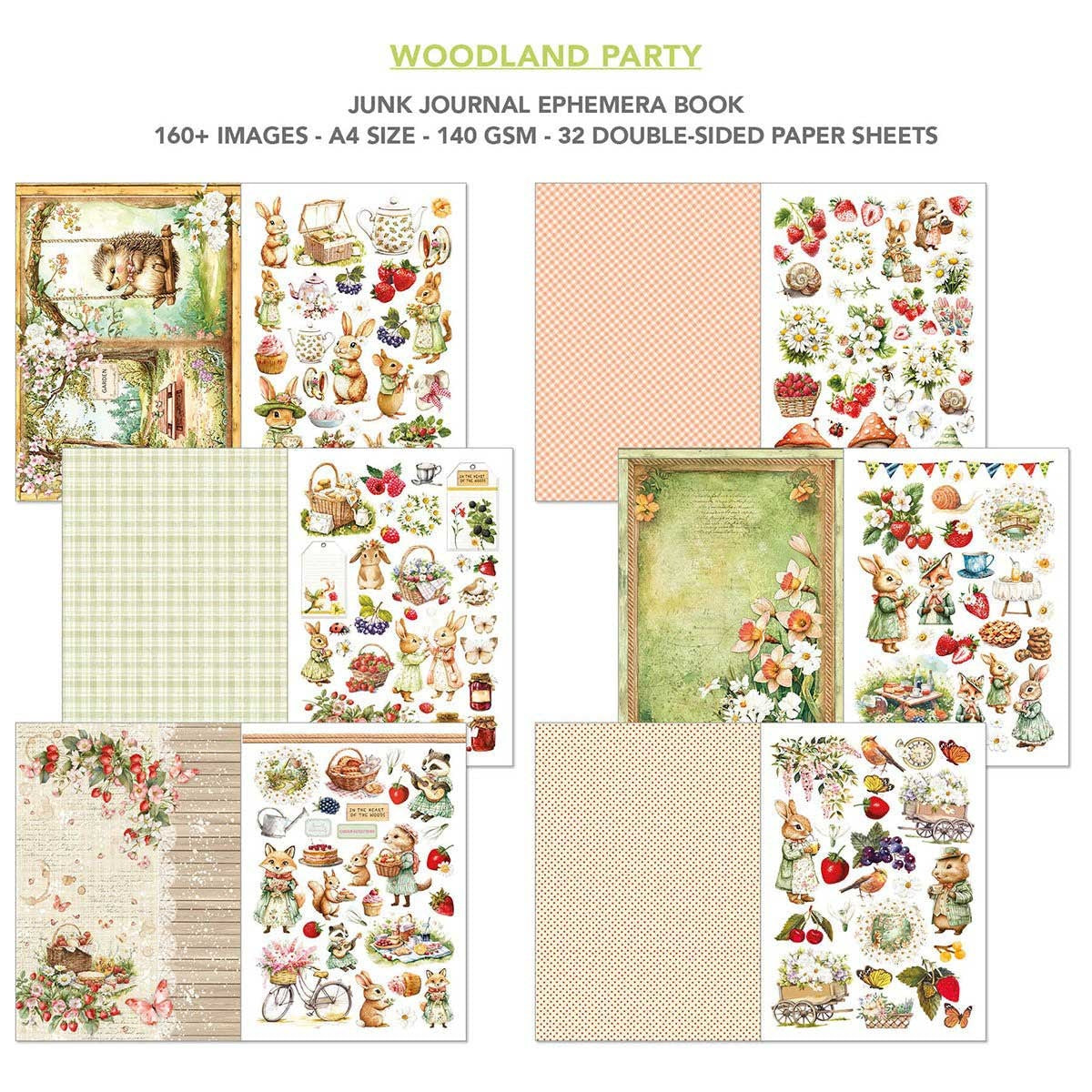 Woodland Party ephemera book - patterned and cut-out sheets