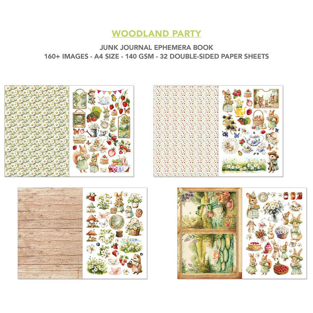 Woodland Party ephemera book - patterned and cut-out sheets