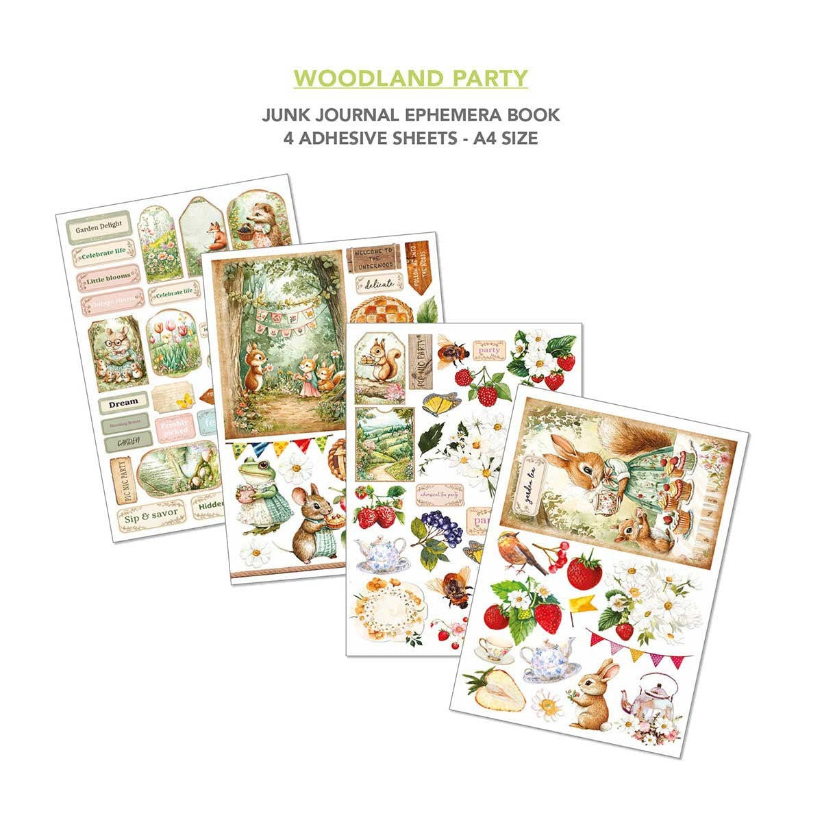 Woodland Party ephemera book - 4 adhesive sheets