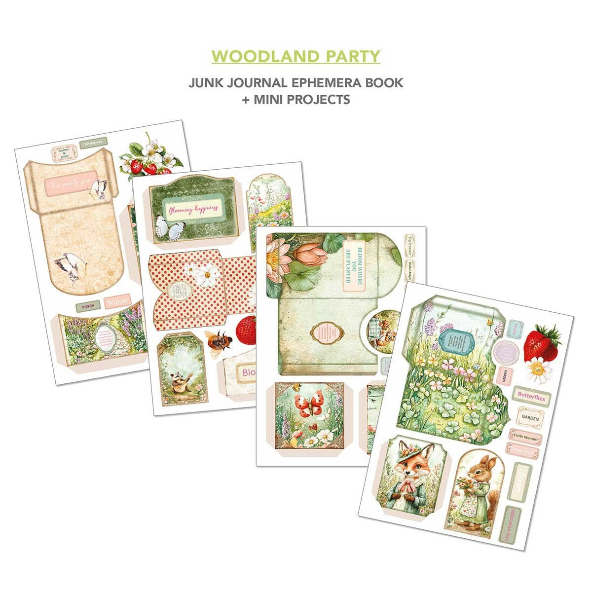 Woodland Party ephemera book - mini project sheets